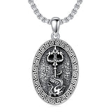 Sterling Silver  Poseidon Trident  Pendant Necklace for Men