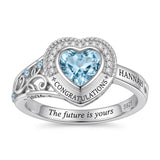 Sterling Silver Personalized  Class Ring for Women Elegant Graduation Gift