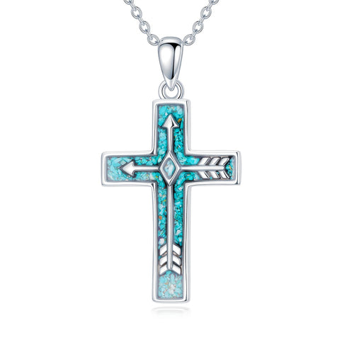 Sterling Silver Cross Pendant Necklace for Women Southwestern Cross Jewelry Gifts