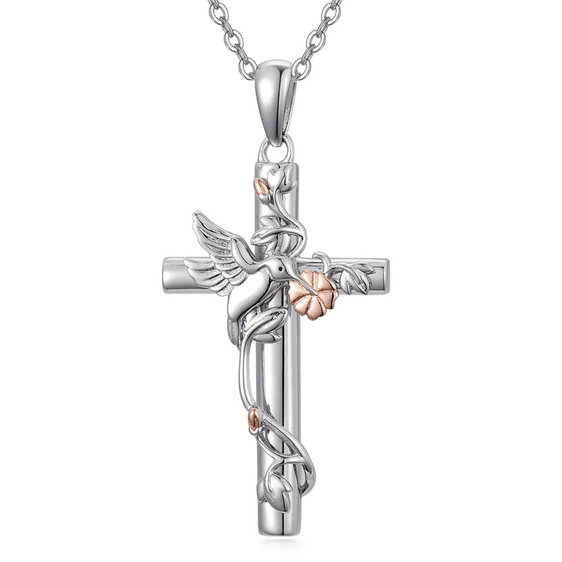 Sterling Silver Cross Bee Hummingbird Butterfly Dove Red Cardinal Pendant Necklace for Her