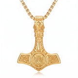 14K Gold Plated Celtic Knot Viking Thor Hammer Pendant Necklace