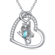 Sterling Silver Cubic Zirconia Moonstone Butterfly Pendant Necklace