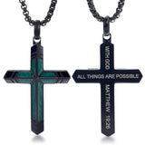 14K Gold Plated Turquoise Malachite Cross Necklace for Men Christianity Cross Jewelry