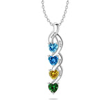 10K 14K 18K Gold Personalized 1-6 Simulated Birthstones Mother's Name Heart Pendant Necklace