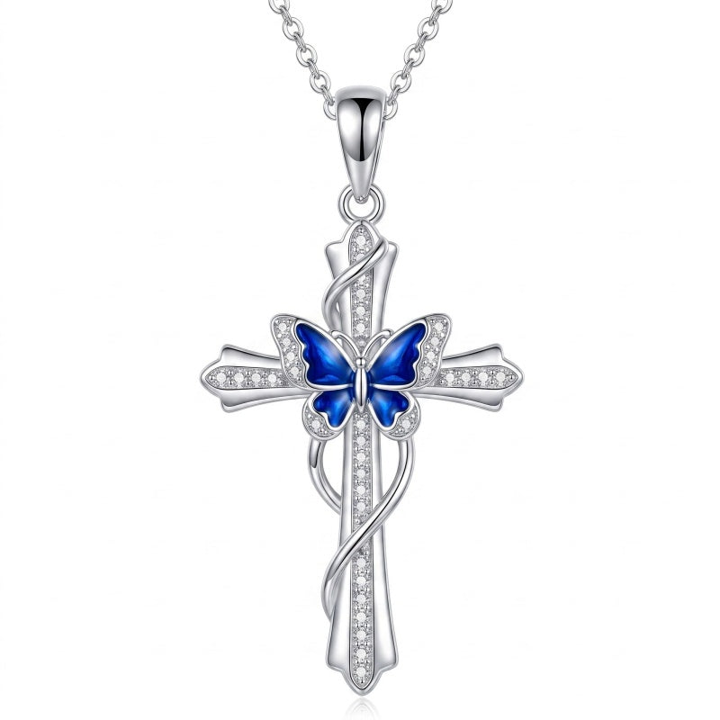 Sterling Silver Cross Pendant Necklace Gift for Anniversary Christmas