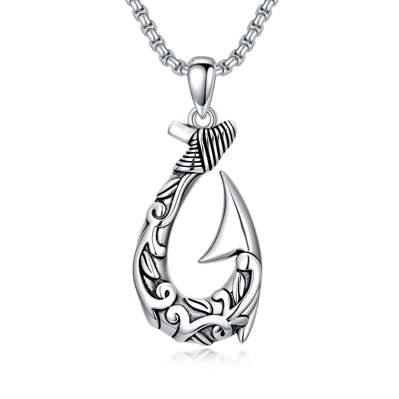 Sterling Silver Deer Bass Fish Wild Duck Fish Hook Pendant Necklace Hunting Jewelry Gifts for Men