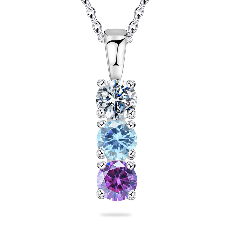 Copper Sterling Silver Personalized Simulated 1-6 Birthstones Family Pendant Necklace