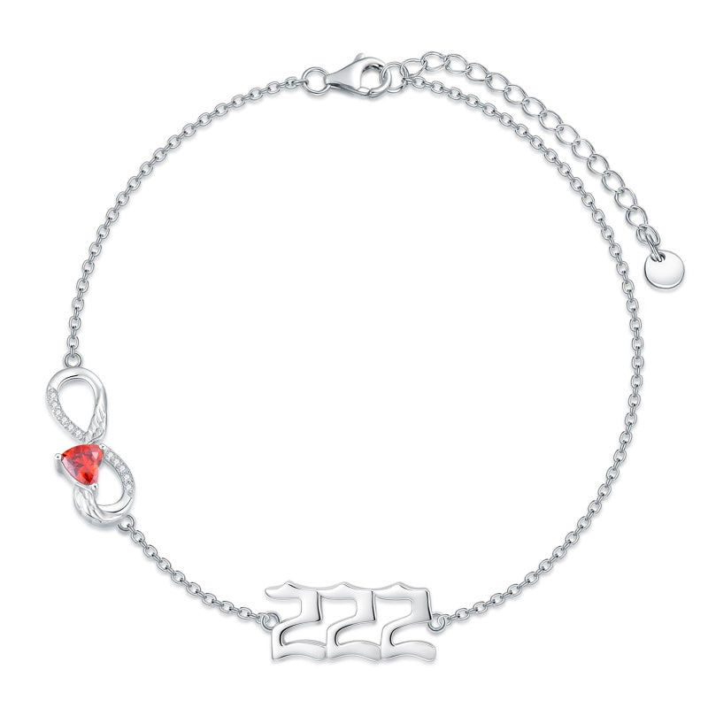 Sterling Silver Infinity Angel Number 111 333 444  777 Bracelet Gifts for Christmas Birthday