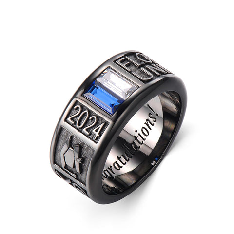 Sterling Sliver Personalied Engraved Birthstone Graduation High School Rings