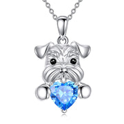 Sterling Silver Birthstone Schnauzer Pendant  Necklace