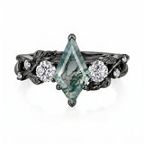 Sterling Silver 10K 14K 18K Gold 1-4CT Moss Agate Engagement Ring Promise Ring