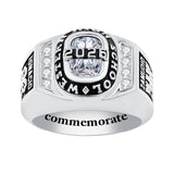 Sterling Silver Personalized Birthstone High School University College Class Ring for Men