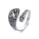 Sterling Silver Oxidized Dragonfly Butterfly Hummingbird Sea Turtle Anchor Cross Tree of Life Sunflower Spoon Ring