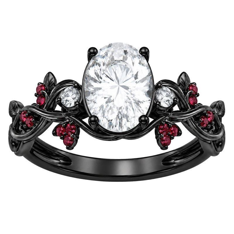 Sterling Silver 10K 14K 18K Gold Custom Engraved  Moissanite Gothic Ring for Women Halloween Gift