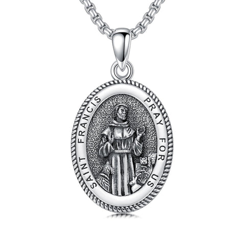 Sterling Silver Saint Joseph St Michael Saint Peter Saint Christopher Religious Pendant Necklace