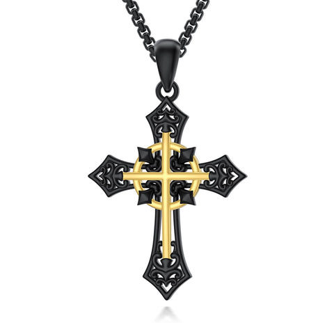 Sterling Silver Wooden Cross Pendant Necklace