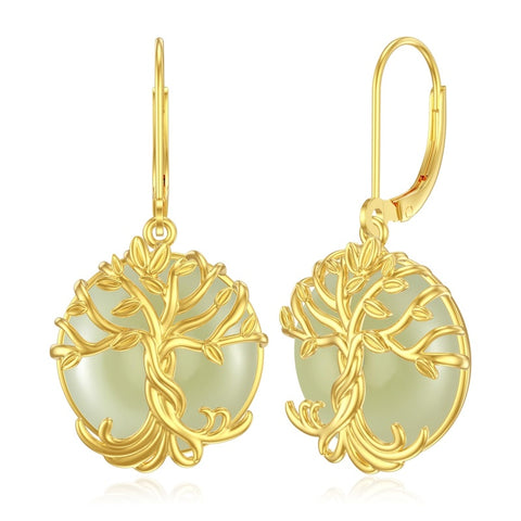 14K Gold Plated Natural Jade  Earrings for Women Good Fortune Jewelry Birthday Mother's Day Gifts