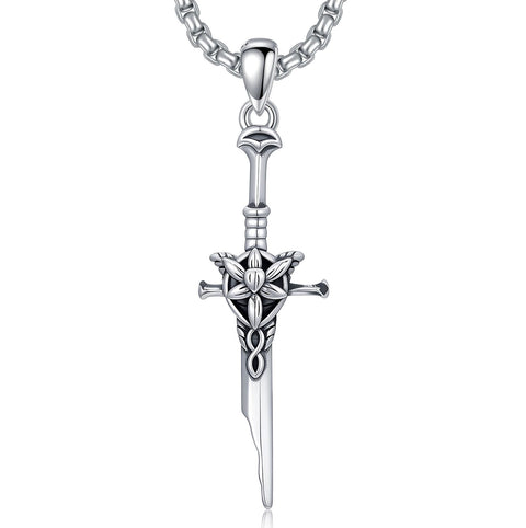 Sterling Silver Medieval Sword Dagger Pendant Necklace