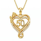 14K Gold  Plated Birthday Anniversary Rose Heart Pendant Necklace for Women