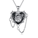 Sterling Silver Gothic Witches Heart Pendant Necklace