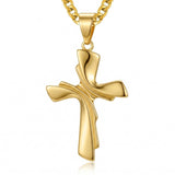 Cross Pendant Necklace for Men 14K Gold Plated Minimalist Christian Jewelry Religious Gift