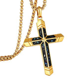 14K Gold Plated Turquoise Malachite Cross Necklace for Men Christianity Cross Jewelry