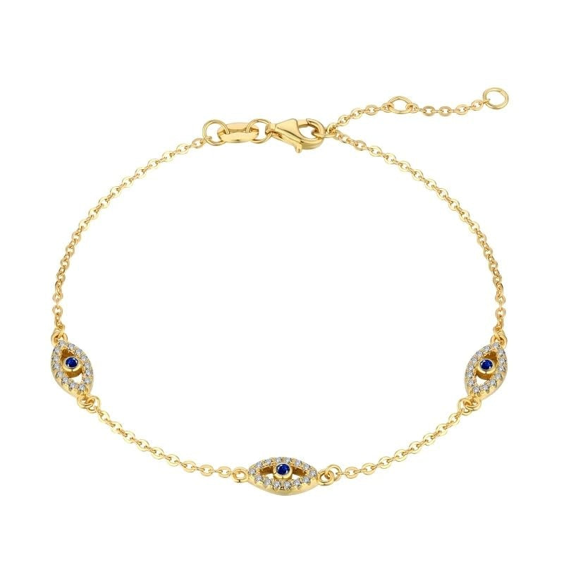 14K Gold Plated  Cubic Zircon Evil Eye Hamsa Hand Bracelets for Women