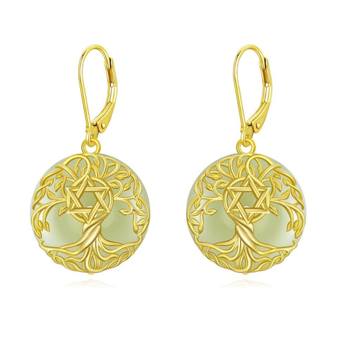 14K Gold Plated Natural Jade  Earrings for Women Good Fortune Jewelry Birthday Mother's Day Gifts