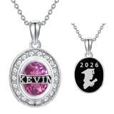 Sterling Silver Custom Birthstone Engraved Class Pendant Necklace