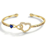 14K Gold Plated Birthstone Infinity Heart Bangle Bracelet for Women