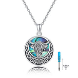 Highland Cow Urn Necklace for Ash 925 Sterling Silver Abalone Shell Cremation Jewelry for Ashes Memory Jewelry for Women Men