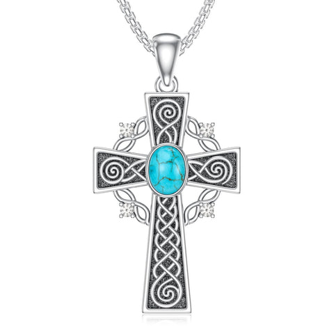 14K Gold Plated Celtic Vikin Cross Pendant Necklace Irish Jewelry Religious Protective Gift