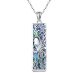 Sterling Silver Abalone Shell Bar Cardinal Bee Butterfly Hummingbird Dragonfly Phoenix Pendant Necklace for Women