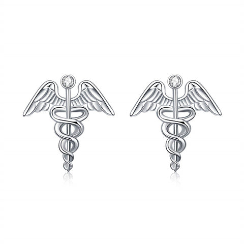 Sterling Silver Medical Symbol Studs Earrings