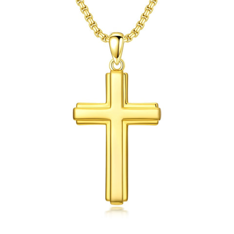Cross Pendant Necklace  14K Gold Plated Christian Faith Jewelry