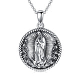 Sterling Silver Crown of Thorns Jesus St Benedict St Michael Pendant Necklace