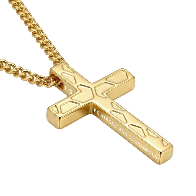 14K Gold Plated Soccer Football Basketball Baseball Cross  with Bible Verses Religious Pendant Necklace for Men