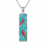 Sterling Silver Abalone Shell Bar Cardinal Bee Butterfly Hummingbird Dragonfly Phoenix Pendant Necklace for Women