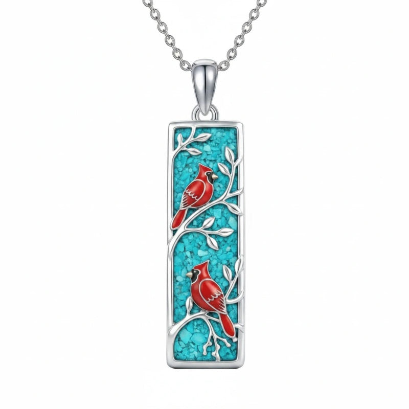 Sterling Silver Abalone Shell Bar Cardinal Bee Butterfly Hummingbird Dragonfly Phoenix Pendant Necklace for Women