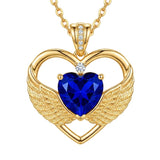 14K Gold Plated 12-Month Birthstone Infinity Angel Wings Pendant Necklace for Women