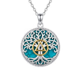 Sterling Silver Turquoise Sun and Moon AA Sobriety Celtic Knot Cross DNA Star of David Tree of Life Pendant Necklace