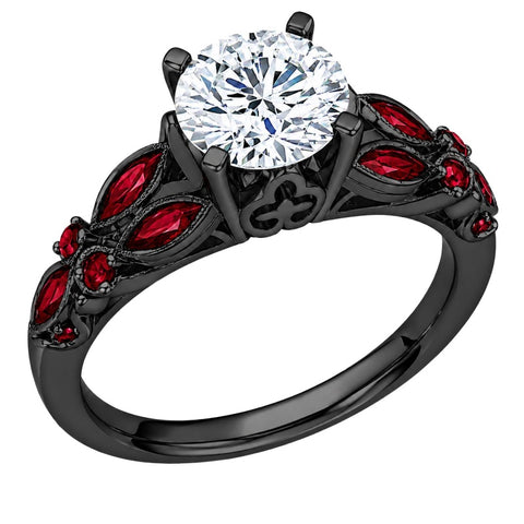 Sterling Silver 10K 14K 18K Gold Custom Engraved Moissanite Engagement Wedding Ring Halloween Gift