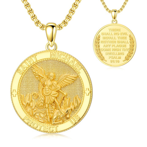 Patron Saint Medal Gold Plated Catholic Pendant Christian Religious Necklace Amulet Jewelry