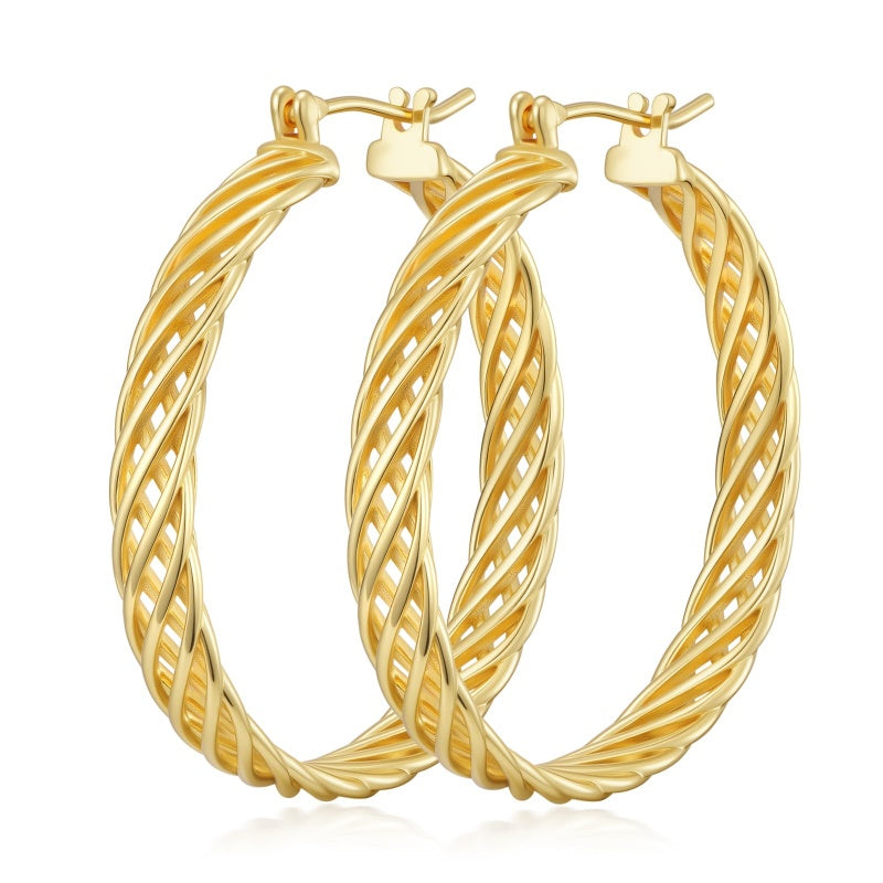 14K Gold Plated  Lightweight Hoop Earring for Women