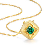 14K Gold Plated Lab-Grown Emerald Pendant Necklaces for Women