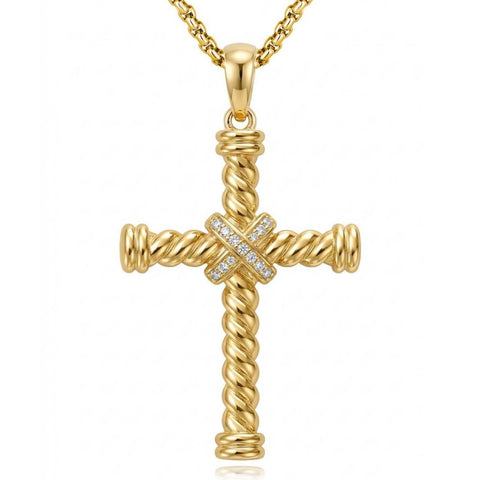 14K Plated Gold Cross Pendant Crucifix Necklace Christian Jewelry Baptism Religious Faith