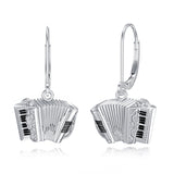 Sterling Silver Microphone  Saxophone Accordion  Clarinet Guitar Harp Leverback Earrings Gifts for Music Lovers