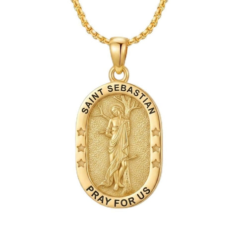 14K Gold  Plated Patron Saint Pendant Necklace Catholic Saints Religious Protective Jewelry Gift