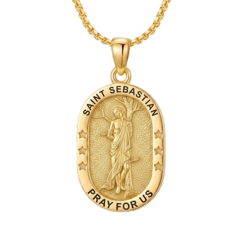 14K Gold  Plated Patron Saint Pendant Necklace Catholic Saints Religious Protective Jewelry Gift