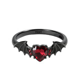 Sterling Silver Personalized Birthstone Punk Skull Bat Snake Ring Goth Jewelry for Halloween Birthday